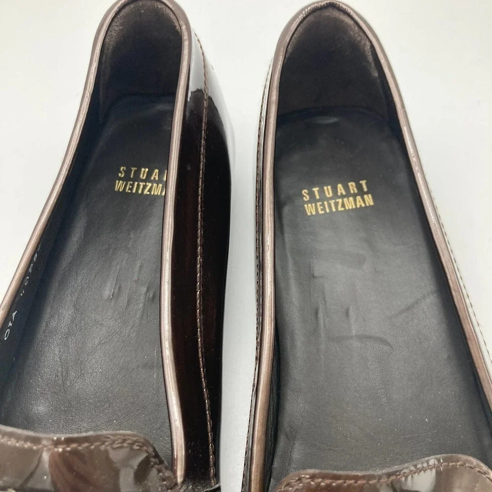 Stuart weitzman patent tassel loafers Bronze Metallic